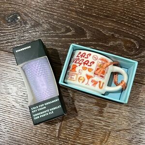 Starbucks Las Vegas Cup Ornament and cold cup ornament Key Chain 2 total